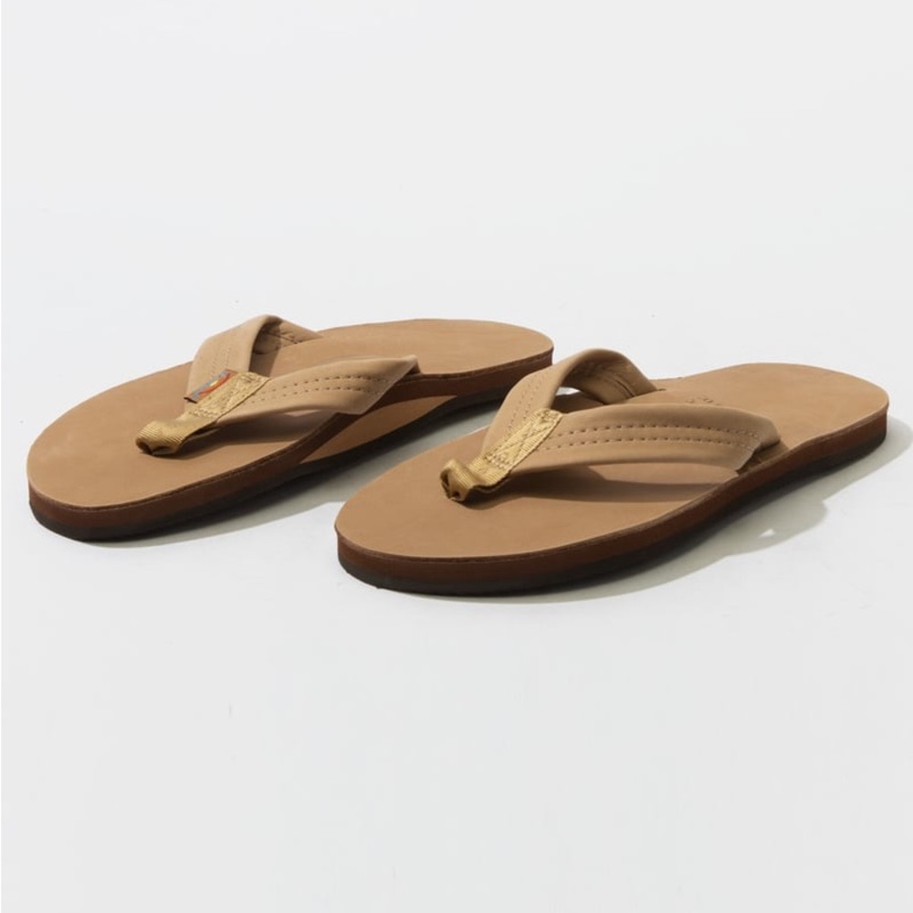 Rainbow Men's Tan Leather Flip-Flops